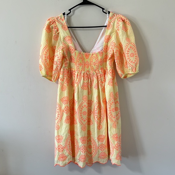 Lilly Pulitzer Sarafina Eyelet Babydoll Dress Calla Yellow Gingham NWT Size 2 - Picture 8 of 14